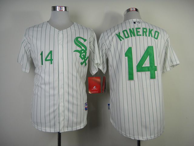 Men Chicago White Sox #14 Konerko White green MLB Jerseys->chicago white sox->MLB Jersey